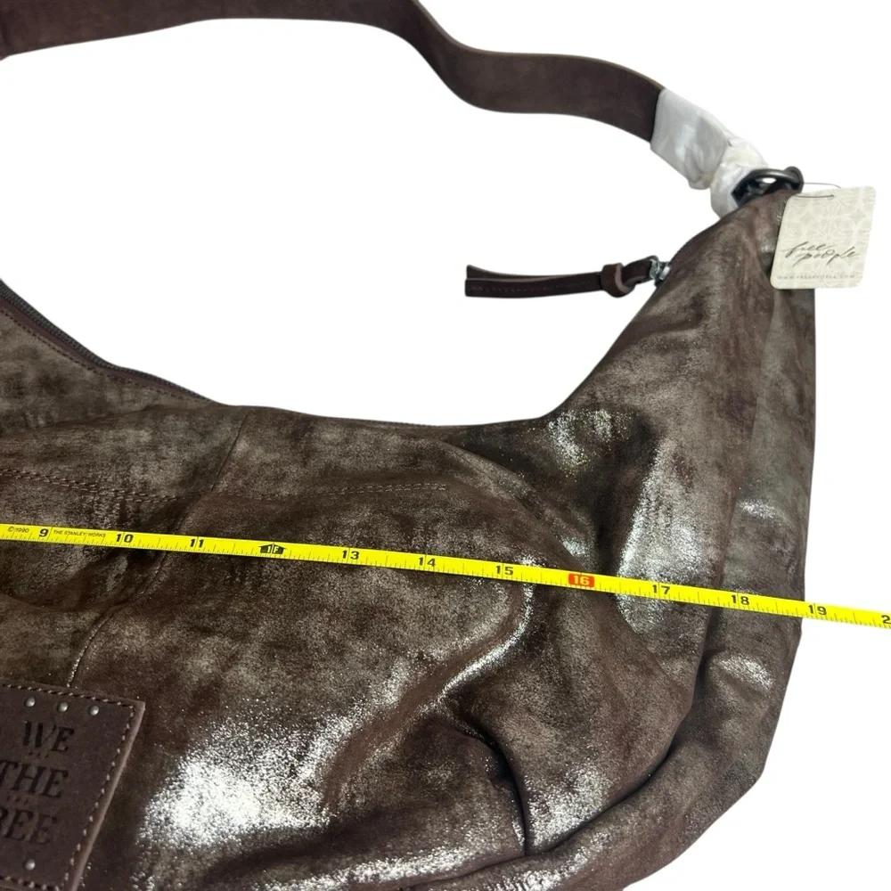 Free People NEW We the Free Sparta Chocolate Brown Metallic Hobo Bag Purse